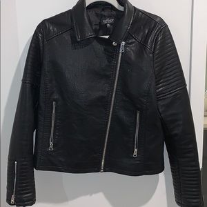 TOP SHOP FAUX BLACK LEATHER JACKET SIZE US 10